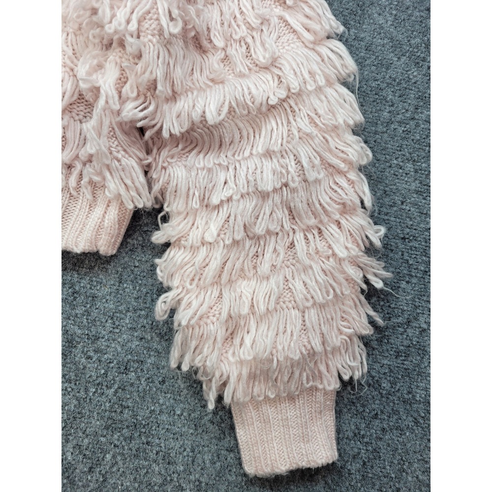 Urban Outfitters Shaggy Fringe Knit Sweater Pink Mock Neck Cropped Medium UO - Picture 8 of 16